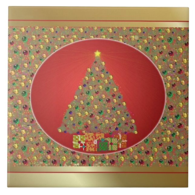Golden Christmas Tree Tile (Front)