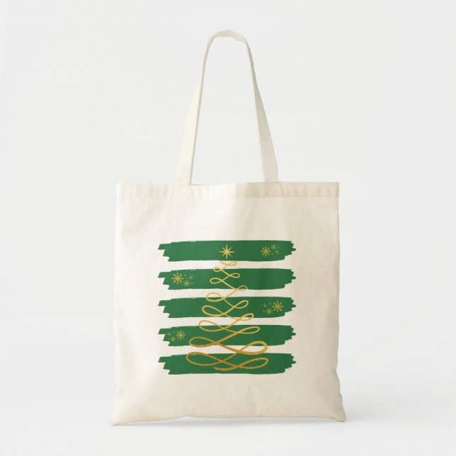 Golden Christmas tree Tote Bag (Front)