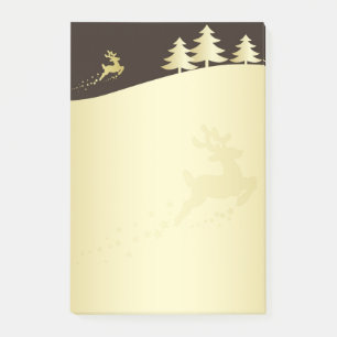 Golden Christmas Tree with Reindeer Post-it Notes