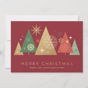 Golden Christmas Trees - Elegant Festive Wishes Holiday Card