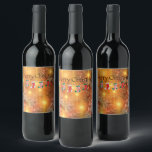 Golden Christmas Wine Label<br><div class="desc">Merry Christmas - Golden Holiday design with colourful Christmas stockings.</div>
