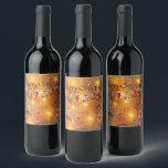 Golden Christmas Wine Label<br><div class="desc">Merry Christmas - Golden Holiday design with colourful Christmas stockings.</div>