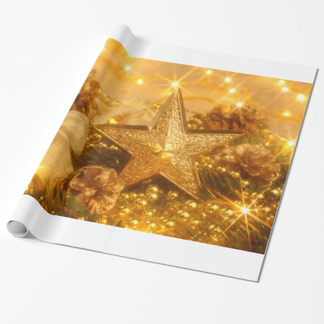 Golden Christmas Wrapping Paper (Unrolled)