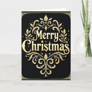 Golden Christmas Wreath Card