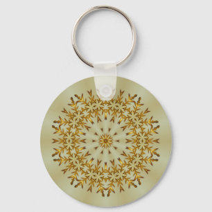 Golden Christmas Wreath Key Ring