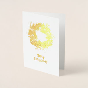 Golden Christmas Wreath Merry Christmas Foil Card