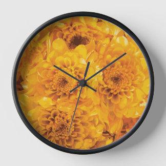 Golden Chrysanthemum Bouquet Clock