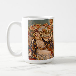 Golden Chrysanthemum Muse – Art Nouveau Floral  Coffee Mug