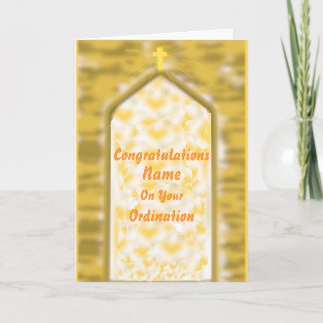 Golden Church Door Ordination Congratulations card (Front)