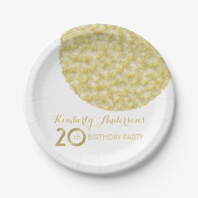 Golden Circle 20th Birthday Party Paper Plates (Front)