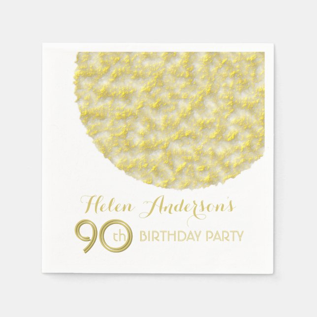 Golden Circle 90th Birthday Party Paper Napkins (Front)