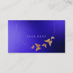 Golden Circle Blue Cobalt Butterfly Black Business Card
