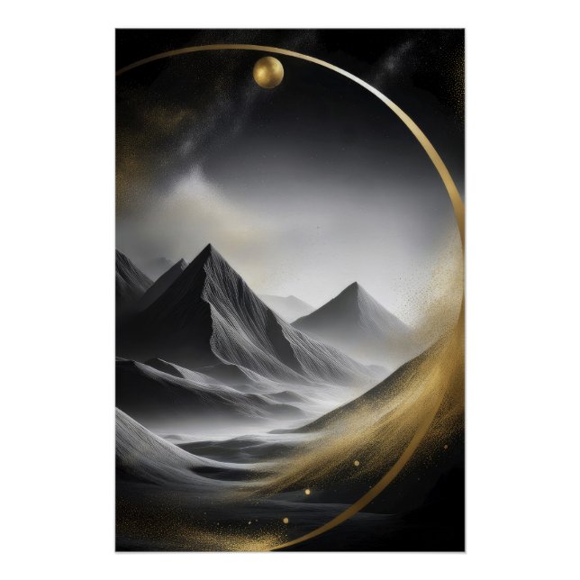 Golden Circle Over Shadowed Peaks Poster (Front)