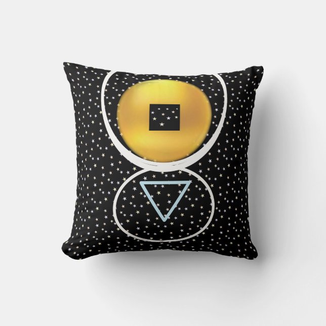 Golden Circle Square Triangle & Stars Cushion (Front)