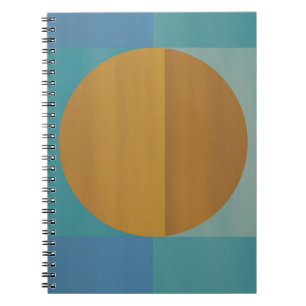 Golden Circle Teal Blue Geometric Notebook