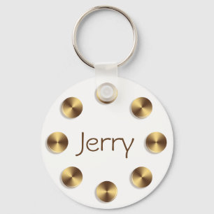 Golden circles design. Name. Key Ring