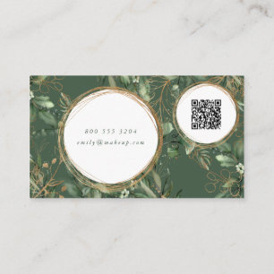 Golden Circles Eucalyptus Elegant QR CODE LOGO Business Card