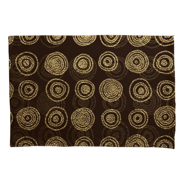 Golden Circles: Hand Drawn Pattern Pillowcase (Front)