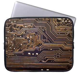 Golden circuit board. Electronic computer hardware Laptop Sleeve