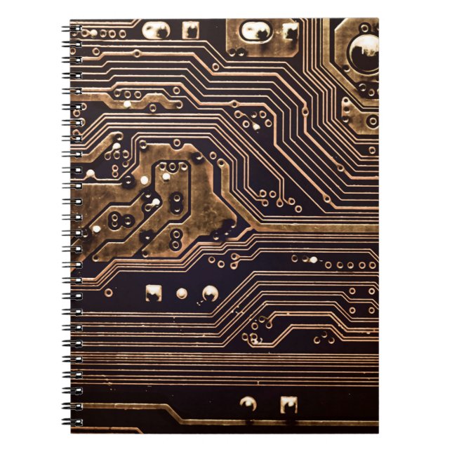 Golden circuit board. Electronic computer hardware Notebook (Front)