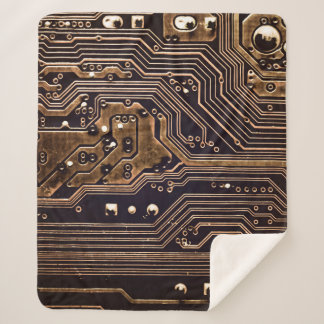 Golden circuit board. Electronic computer hardware Sherpa Blanket