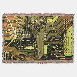 Golden Circuit Board Throw Blanket