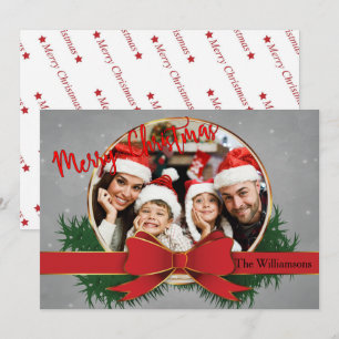 Golden Circular Frame With Red Bow Photo