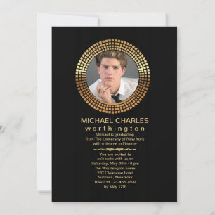 Golden Circular Photo Frame Invitation