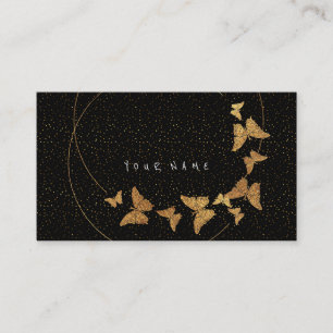 Golden Cirkles Glitter Confetti Butterfly Vip Business Card