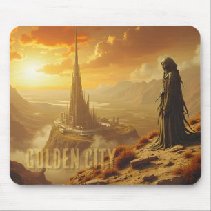 Golden City Futuristic Sci Fi Fantasy Art Mouse Mat