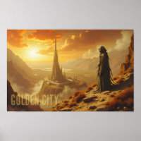 Golden City Futuristic Sci Fi Fantasy Art