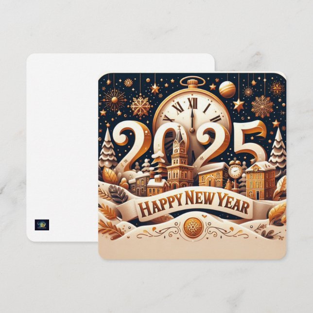 Golden Cityscape Countdown Holiday Card (Front/Back)