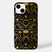 Golden Classy Lotus Line Art Black