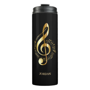 Golden Clef With Notes Thermal Tumbler