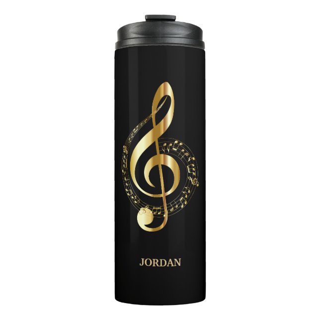 Golden Clef With Notes Thermal Tumbler (Front)