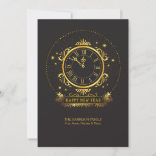 Golden Clock Holiday Card