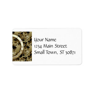 Golden Clocks and Gears Steampunk Mechanical Gifts Label