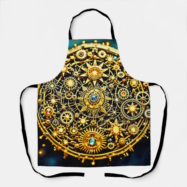 Golden Clockwork Celestial Art Apron (Front)