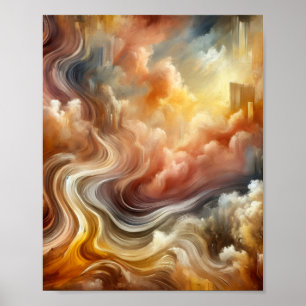 Golden Cloud Flow Abstract Surreal Energy Poster