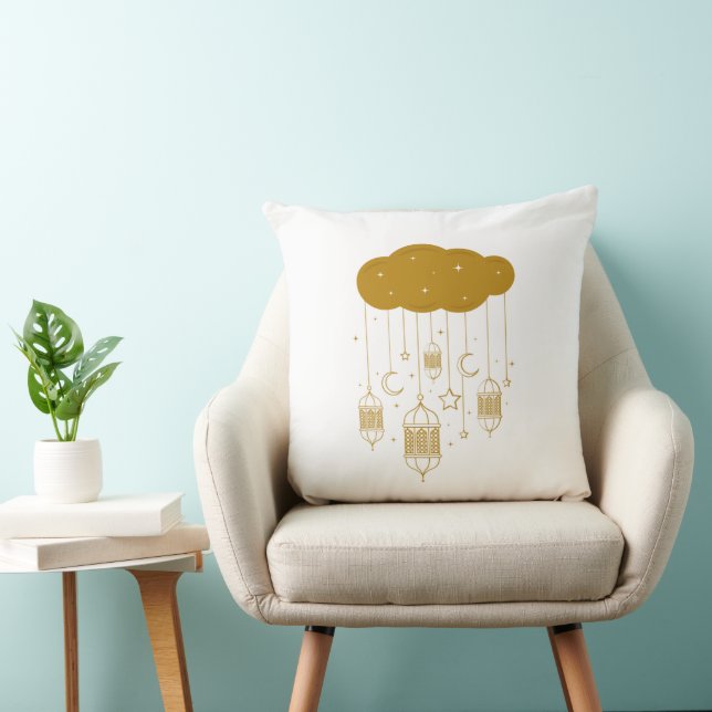 Golden Cloud & Lanterns Ramadan Pillow (Chair)