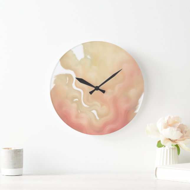 Golden Cloud Whispers Abstract Large Clock (Home)