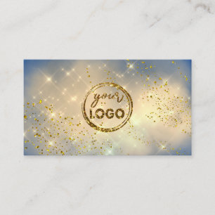 golden cloud your logo on blue business card