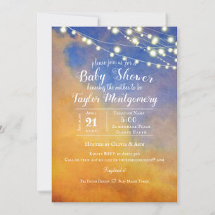 Golden Clouds in Blue Sky   Baby Shower Invitation