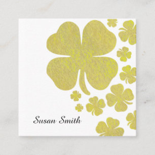 Golden Clover Shamrock Elegant Jewellery Display Square Business Card