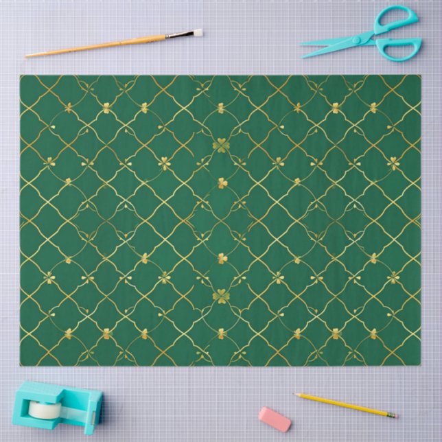 Golden Clovers, Emerald Sky Tissue Paper (Craft)