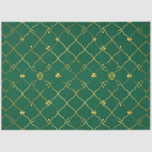 Golden Clovers, Emerald Sky Tissue Paper (Front)