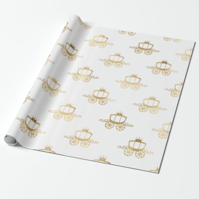 Golden Coaches Cinderella Princess Royal Magic Wrapping Paper (Unrolled)