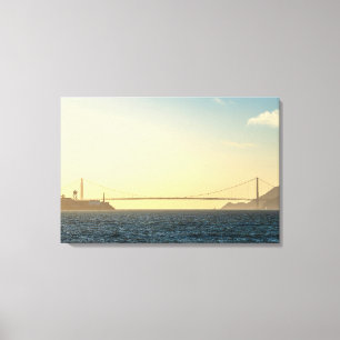 Golden Coastal Bridge Sunset Canvas Art Print