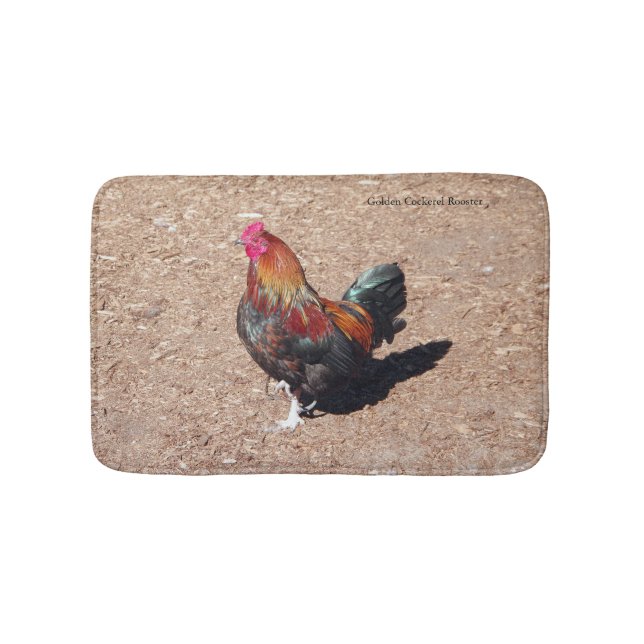 Golden Cockerel Rooster bathmat (Front)