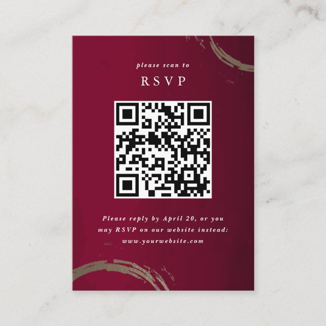 Golden cocktail rings RSVP with QR code Enclosure Card (Front)